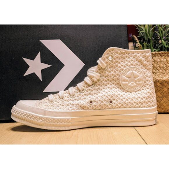 Converse Chuck 70 White & Lilac Crochet Knit Unisex High Top Shoes W9.5 M7.5 NIB - Picture 8 of 13